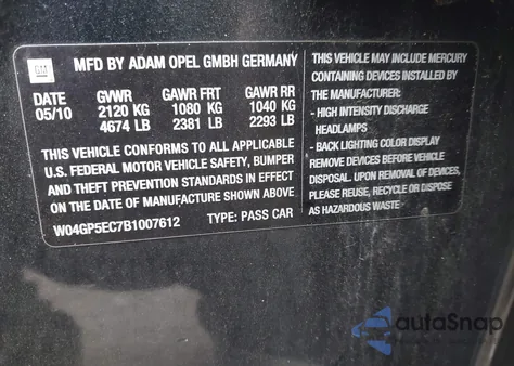 2011 Buick Regal Cxl Russelsheim из США, поврежденный, VIN W04GP5EC7B1007612